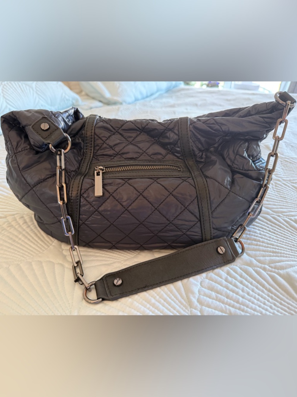 Tory Burch Black Quilted Shoulder Bag with Chain Strap